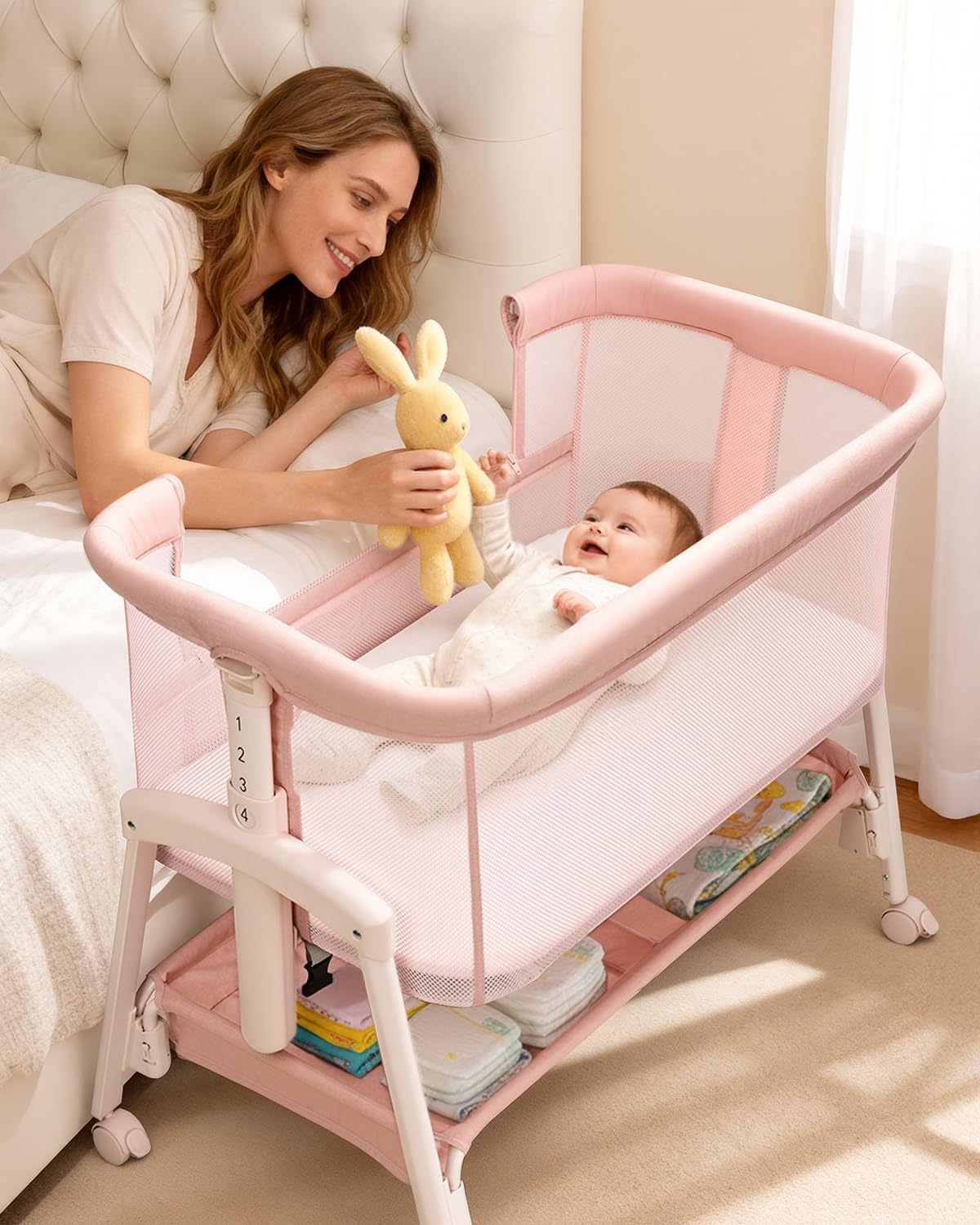 Bassinet Bedside Sleeper - 3 in 1 ベビーバシネット 新生児用ベッドサイドスリーパー ポータブルベビーベッド