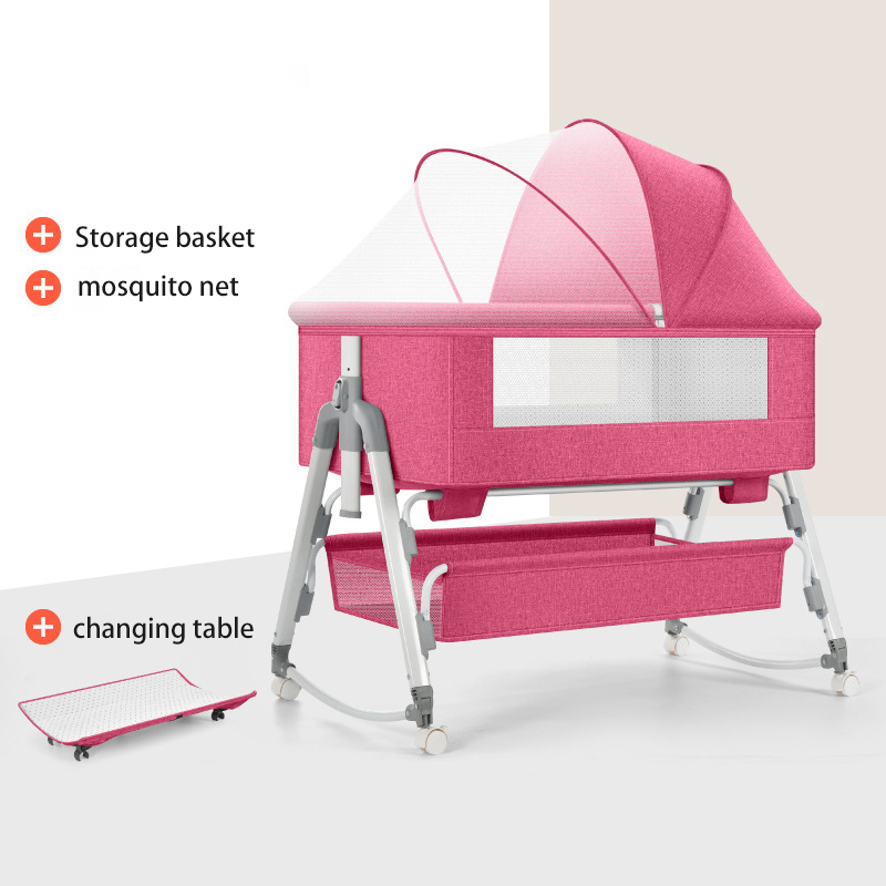 Bassinet Bedside Sleeper - 多機能新生児ベビーベッドサイドスリーパー、ポータブル幼児用バシネット、キャノピー付き高級ベビーベッド