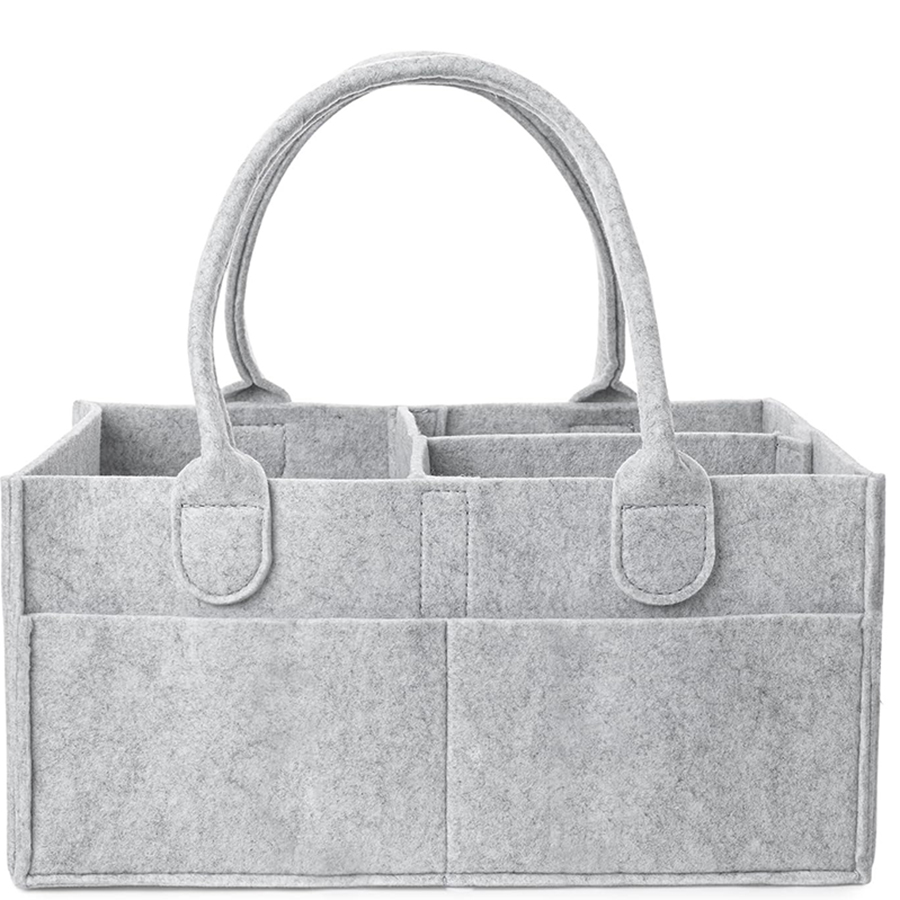 Baby Nursery Organiser - ベビーフェルト収納バスケット、幼児用おむつバッグ、ハンドル付きキャディー、おむつ替えキッズ収納キャリア、大きなポケット付き
