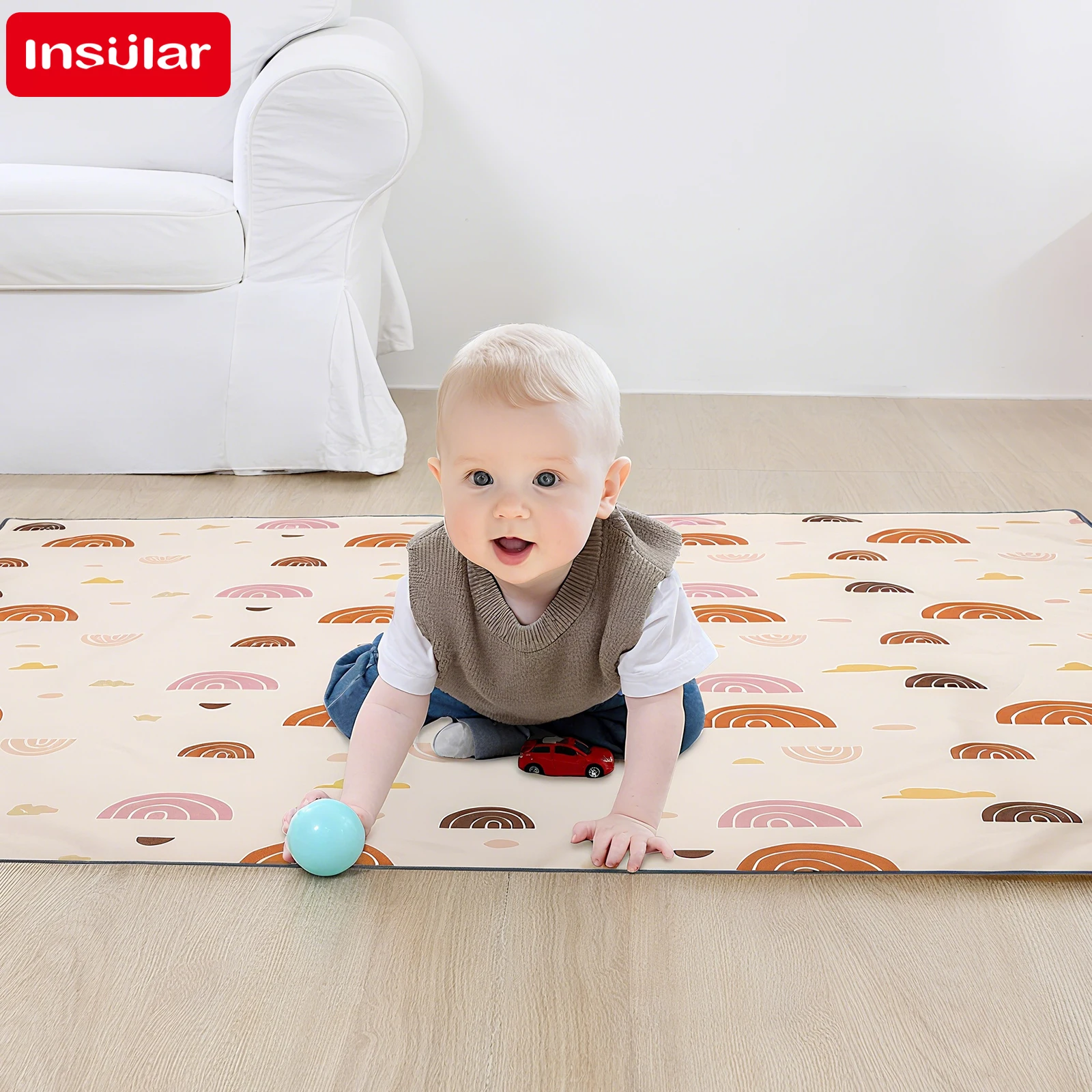 Baby Nursery Unisex - INSULAR キッズ教育マットレス折りたたみベビープレイマットノンスリップ耐久性のある子供カーペット保育園クライミングパッド防水 0-3Y