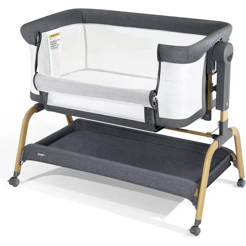 Bassinet Bedside Sleeper - ポータブルベビーベッド、ベッドサイドスリーパー、折りたたみ式幼児用クレードル、柔らかい寝具セット付き、安全な新生児用バシネット、家庭や旅行での使用に最適
