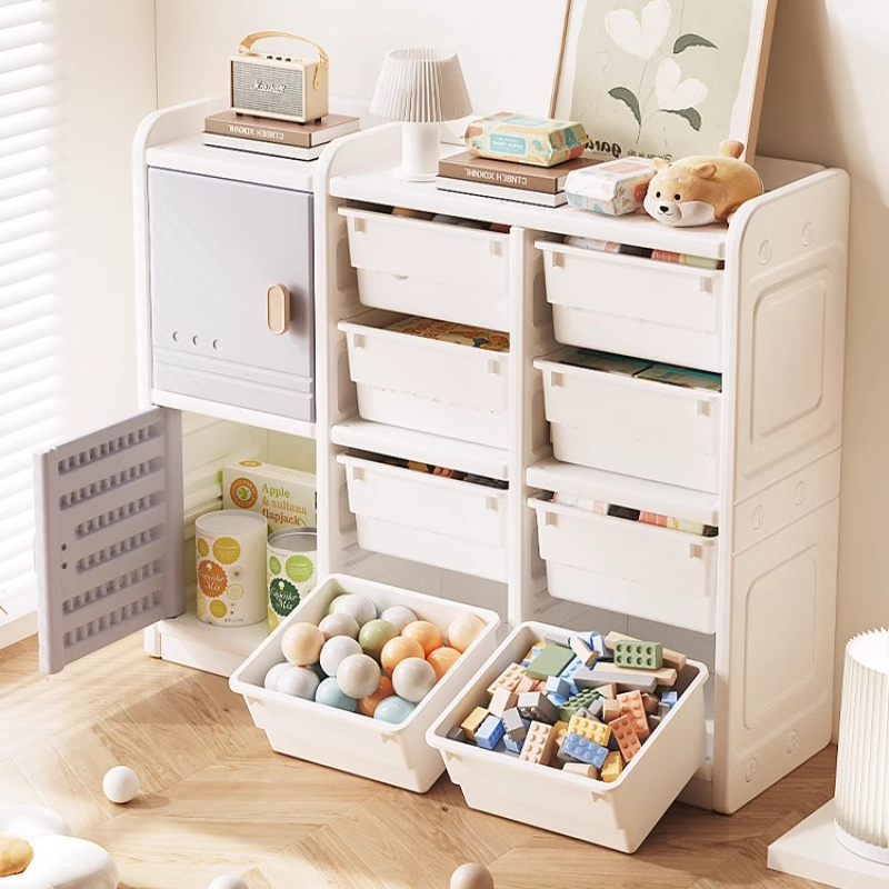 Baby Nursery Unit - 子供のおもちゃ収納オーガナイザー 仕分け箱付き 子供に安全なプレイルームキャビネット ベビー服や本用 子供部屋の棚ユニット