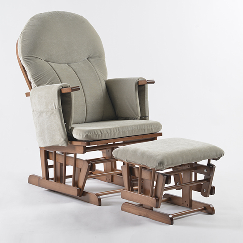 Baby Nursery Glider Chair - モダンなグライダークッション付きマタニティママ用ナーサリーチェア、木製授乳用リクライニングベビーチェア、ロッキングチェア