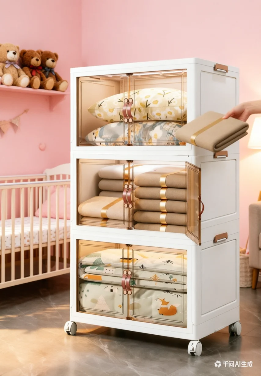 Baby Nursery Unit - 超薄型7cm折りたたみ式収納ボックスPPプラスチック製キャビネットクリアドアオーガナイザーラックモバイルシェルフユニット（ベビー保育室用）