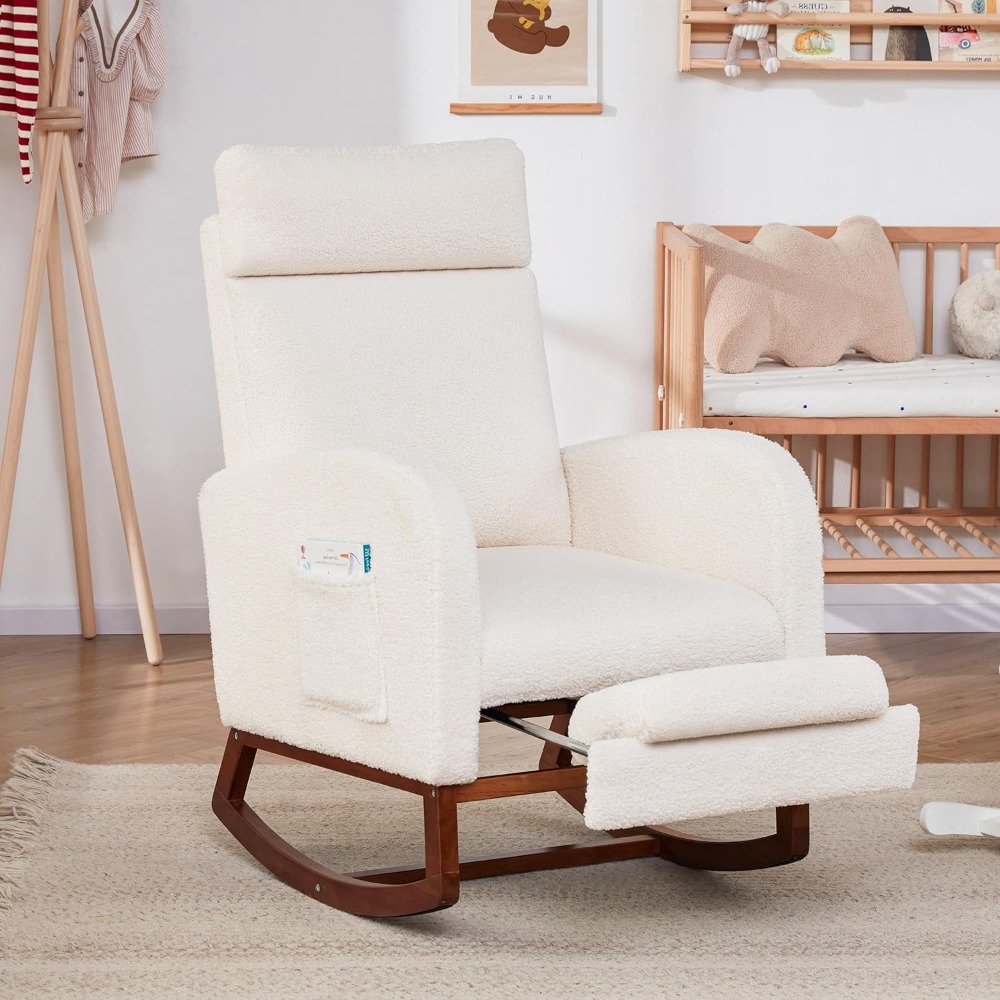 Baby Nursery Glider Chair - ハイバック付きロッキングチェア保育園チェア、グライダーロッキングチェア、ベビー保育園グライダーロッカー、授乳椅子アクセントリビングルーム