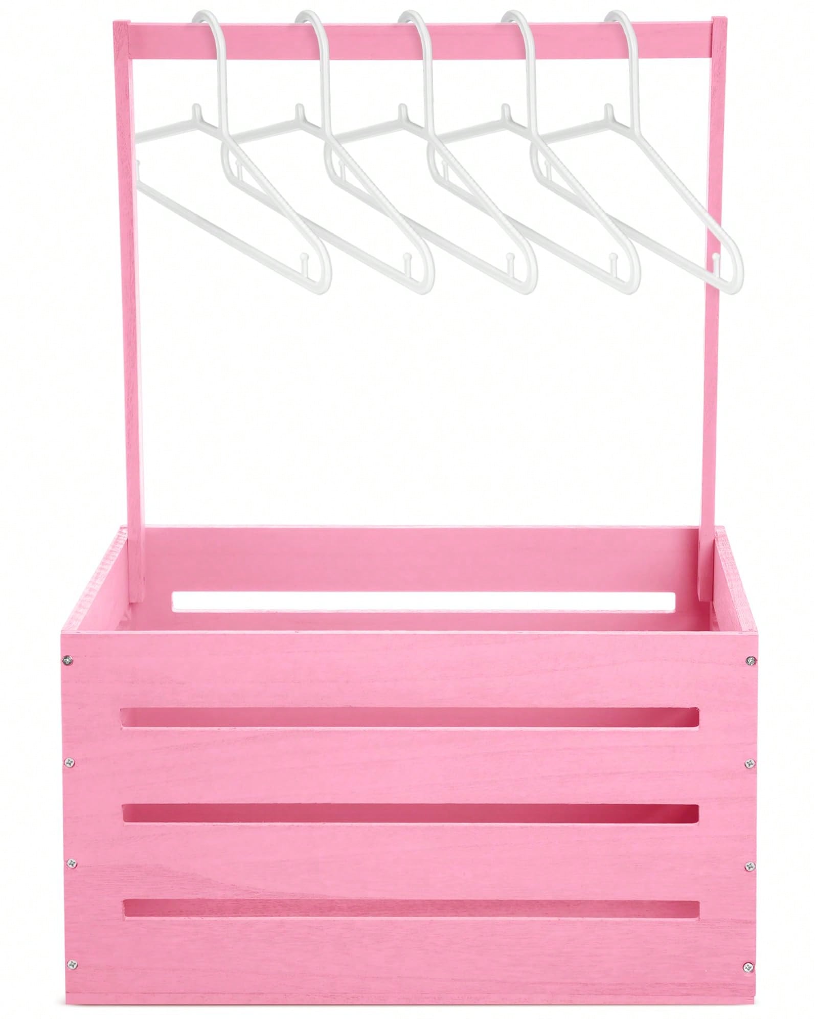 Baby Nursery Unit - 木製ベビーシャワー用収納箱、かわいいピンクの木製ハンギングバスケット、吊り下げラック付き衣類ハンガー収納ボックス、保育園、妊娠、性別発表、新生児、新米パパママへのギフト