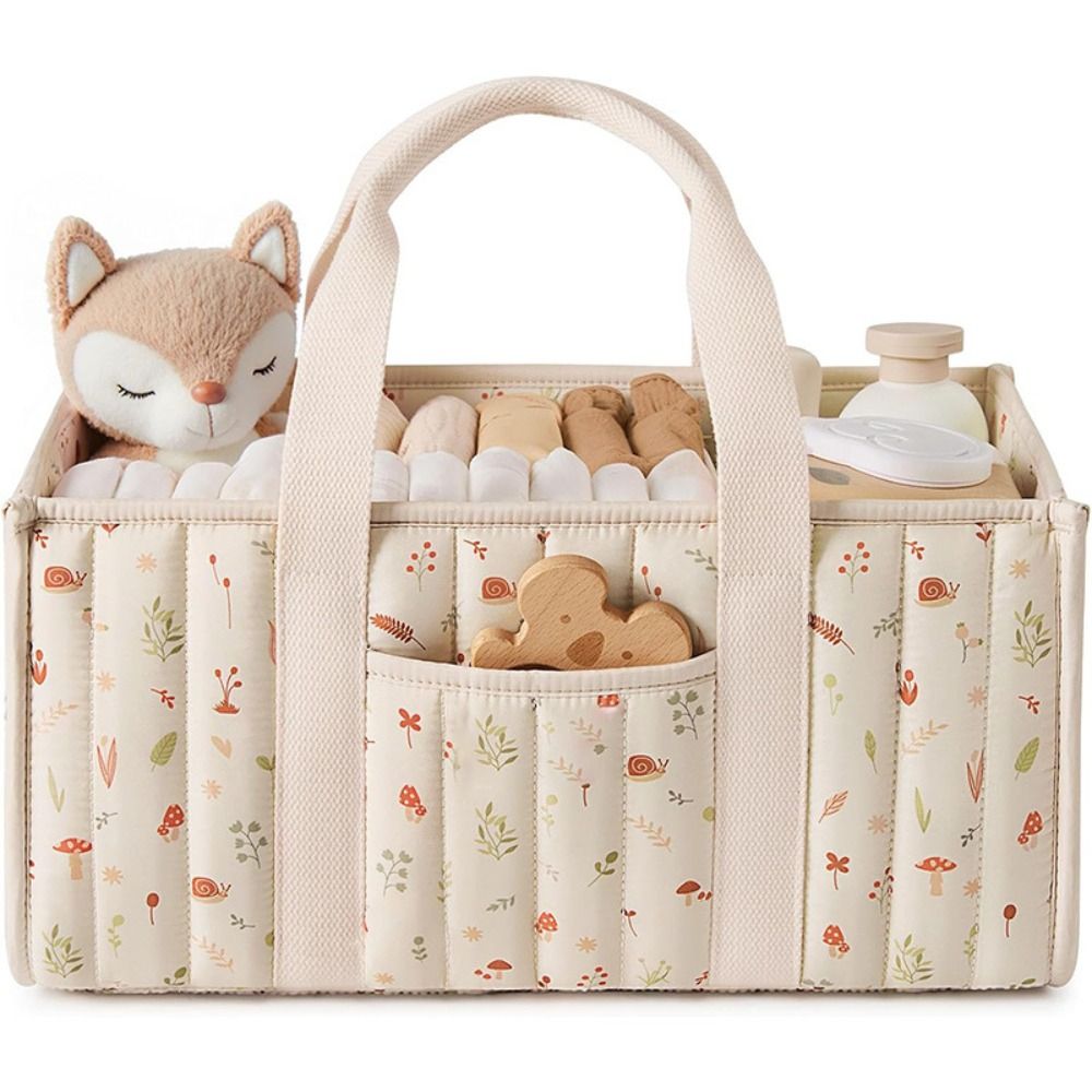 Baby Nursery Organiser - 大容量ベビーおむつオーガナイザー ポータブル花柄ナーサリーストレージバスケット 新生児必需品 ベビーおむつ収納バッグ