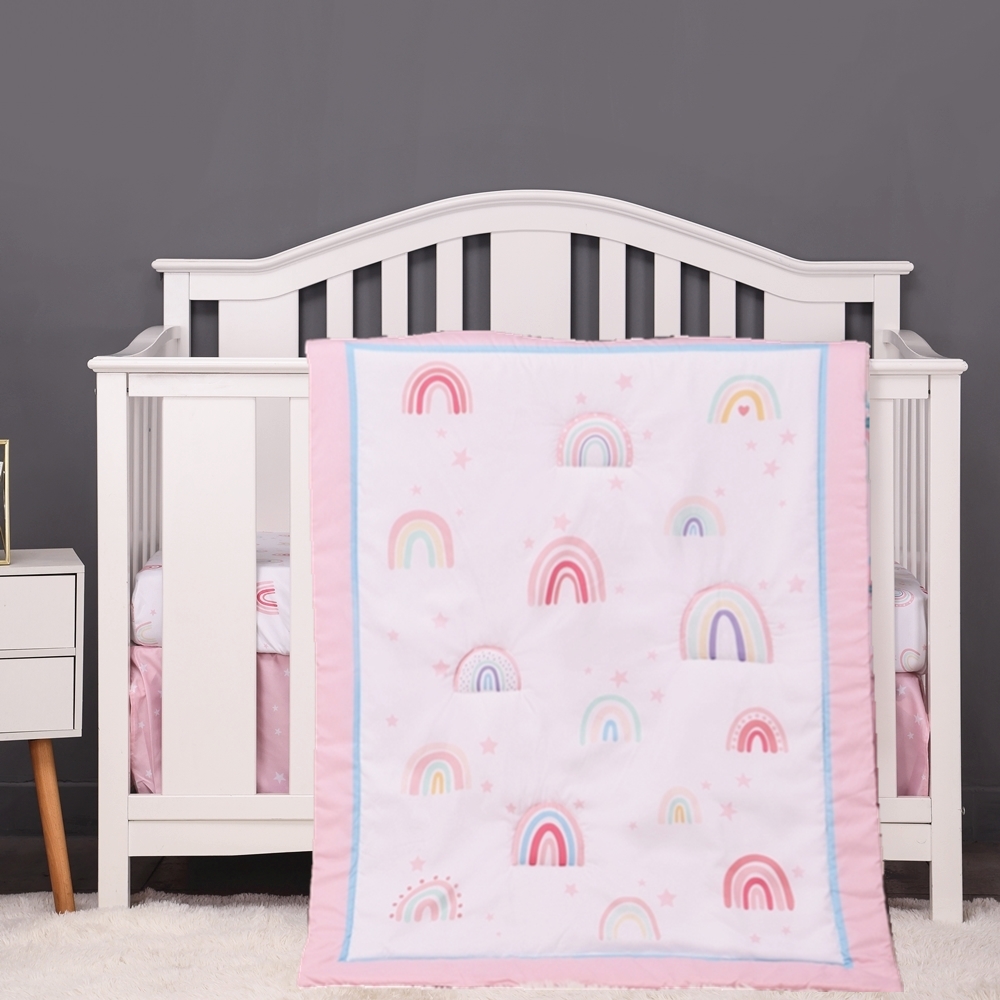 Baby Nursery Bedding - 3 個レインボーベビー幼児ベビーベッドキッズベビー寝具セットベビーベッドシーツセット幼児新生児保育園 (掛け布団フィットシーツベビーベッドスカート)