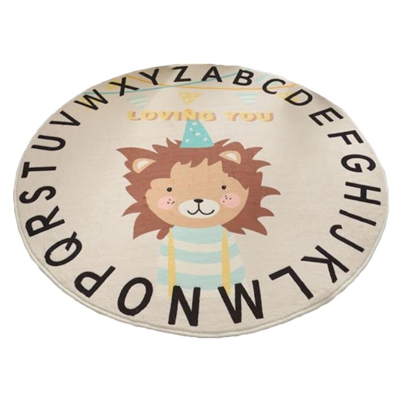 Baby Nursery Unisex - Y4UD 漫画アニマルプリントベビープレイマットクロールカーペットキッズルーム床敷物ラウンドゲームパッドプレイマット子供の寝室保育園