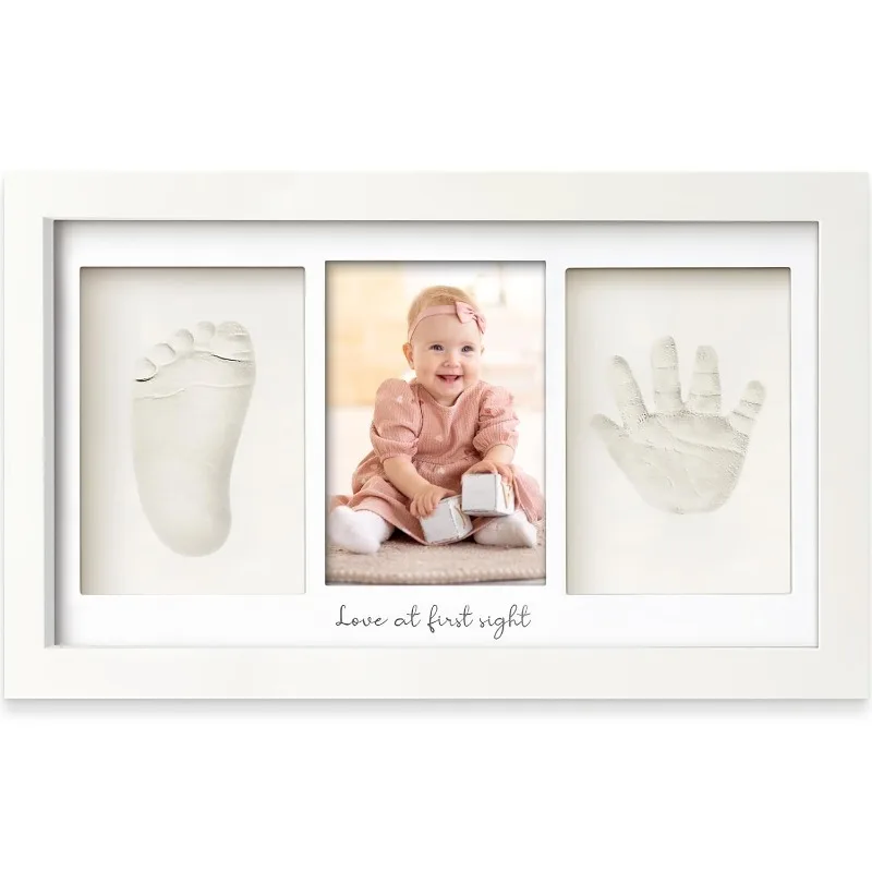 Baby Nursery Kit - 赤ちゃんの手形足形粘土キット 新生児記念写真フレーム ディスプレイケース付き 育児用品 新米ママへのギフト ベビーシャワーの贈り物
