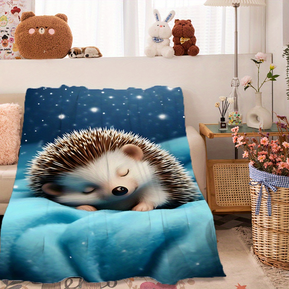 Baby Nursery Bedding - かわいいハリネズミ保育園ブランケットスローベビーキッズ冬用ブルー星空ラップブランケット居心地の良い寝具子供へのギフト