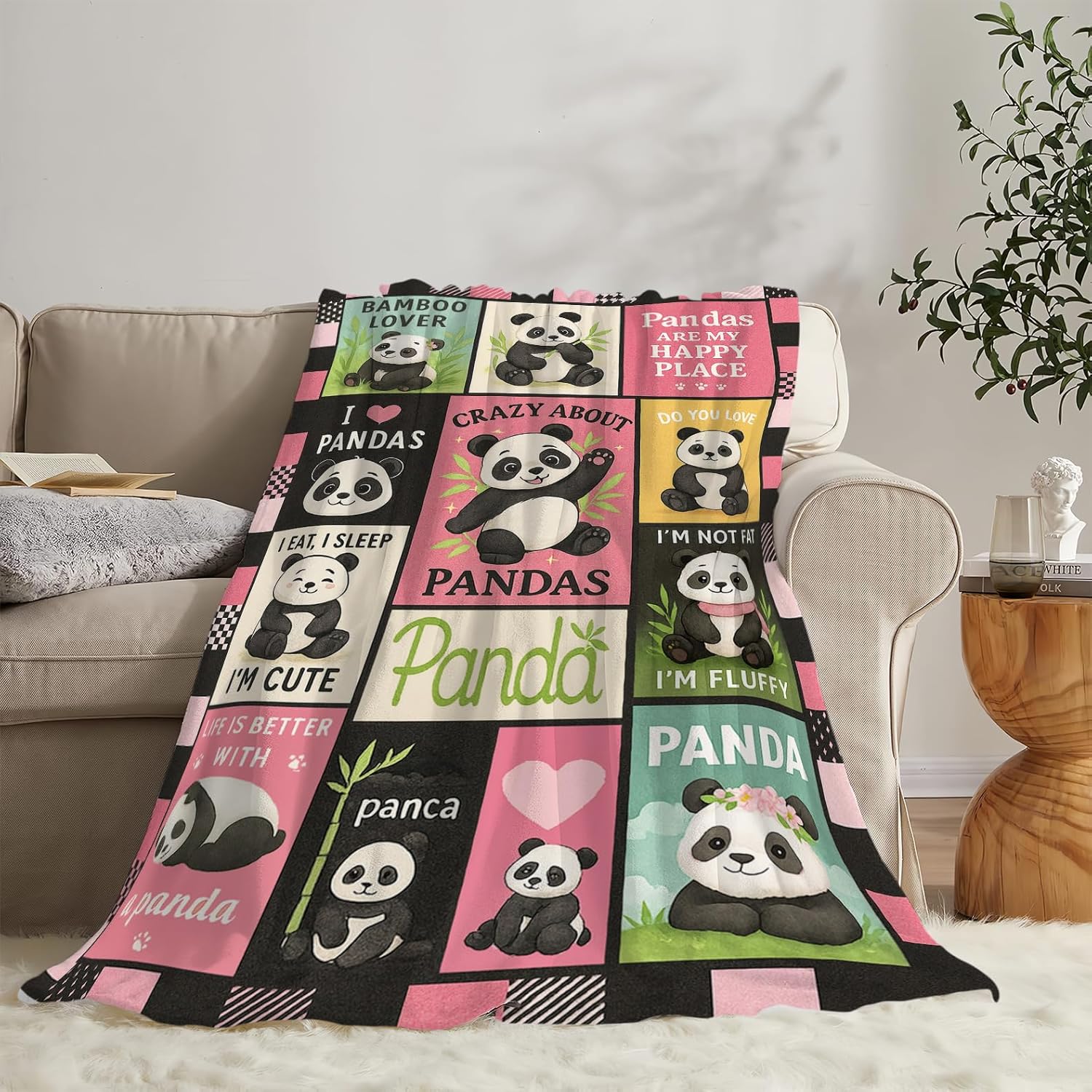 パンダブランケット かわいいパンダ柄スローブランケット ふわ - Baby Nursery Bedding のレビューと価格