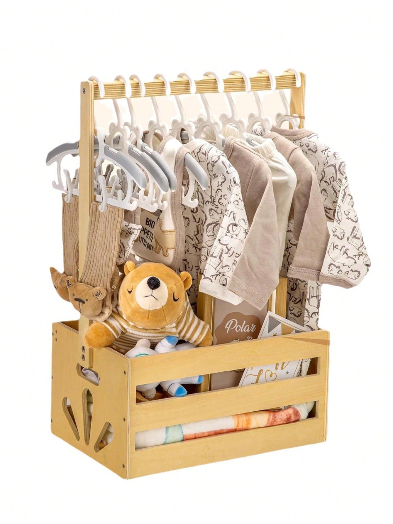 ベビーシャワー用木製収納ボックス（吊り下げ棒付き）、モダンな - Baby Nursery Unit のレビューと価格