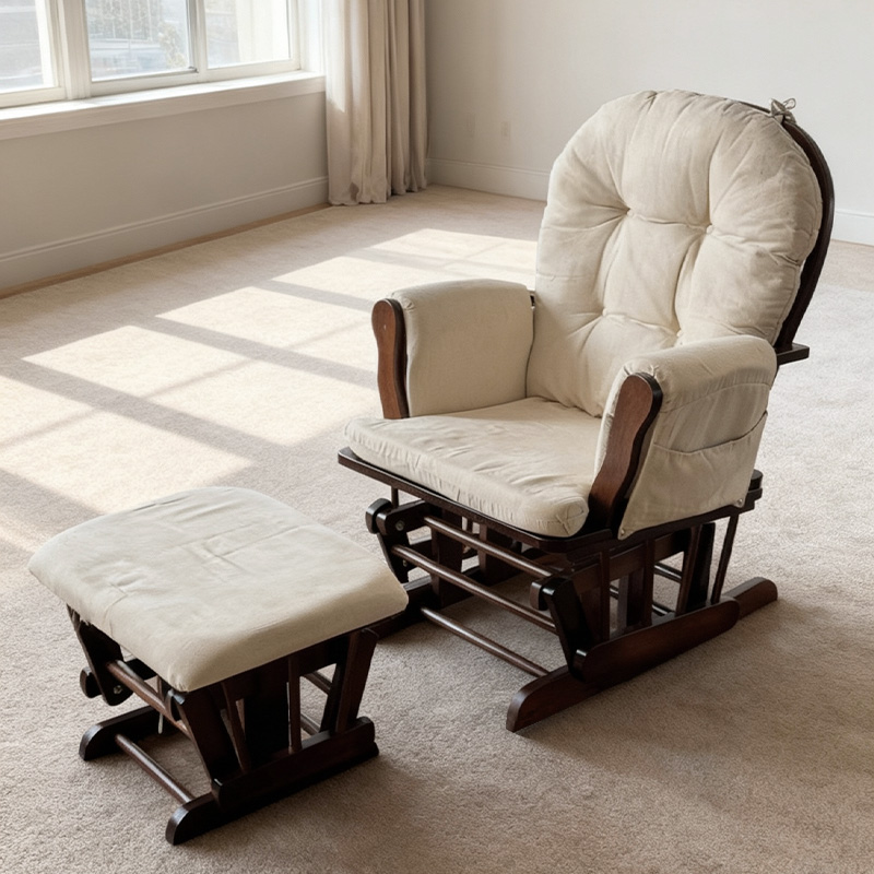 モダンな木製グライダークッション、妊婦さん、お母さん、保育園 - Baby Nursery Glider Chair のレビューと価格