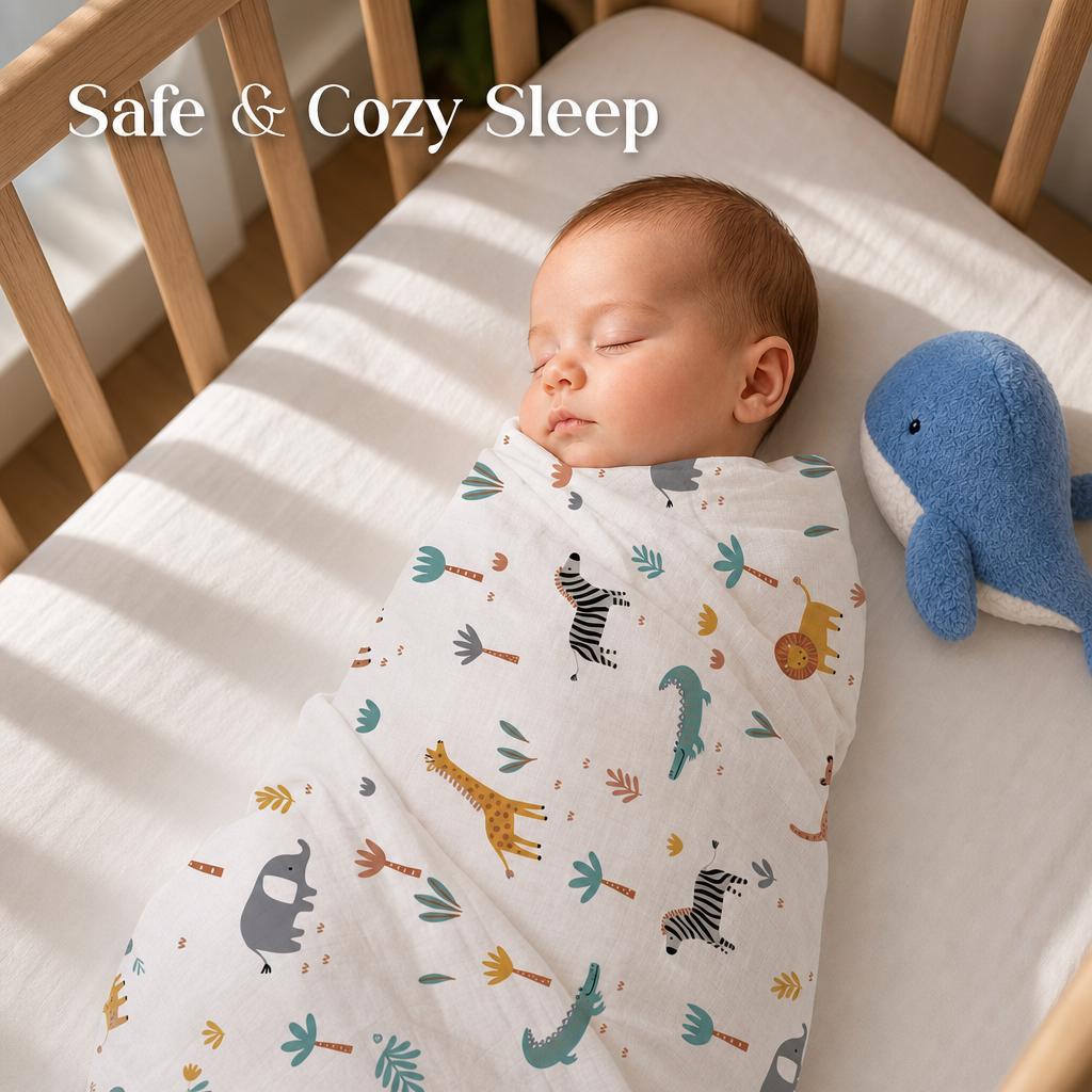 3枚組ベビーモスリンスワドルブランケット 100%コットン製 - Baby Nursery Bedding のレビューと価格