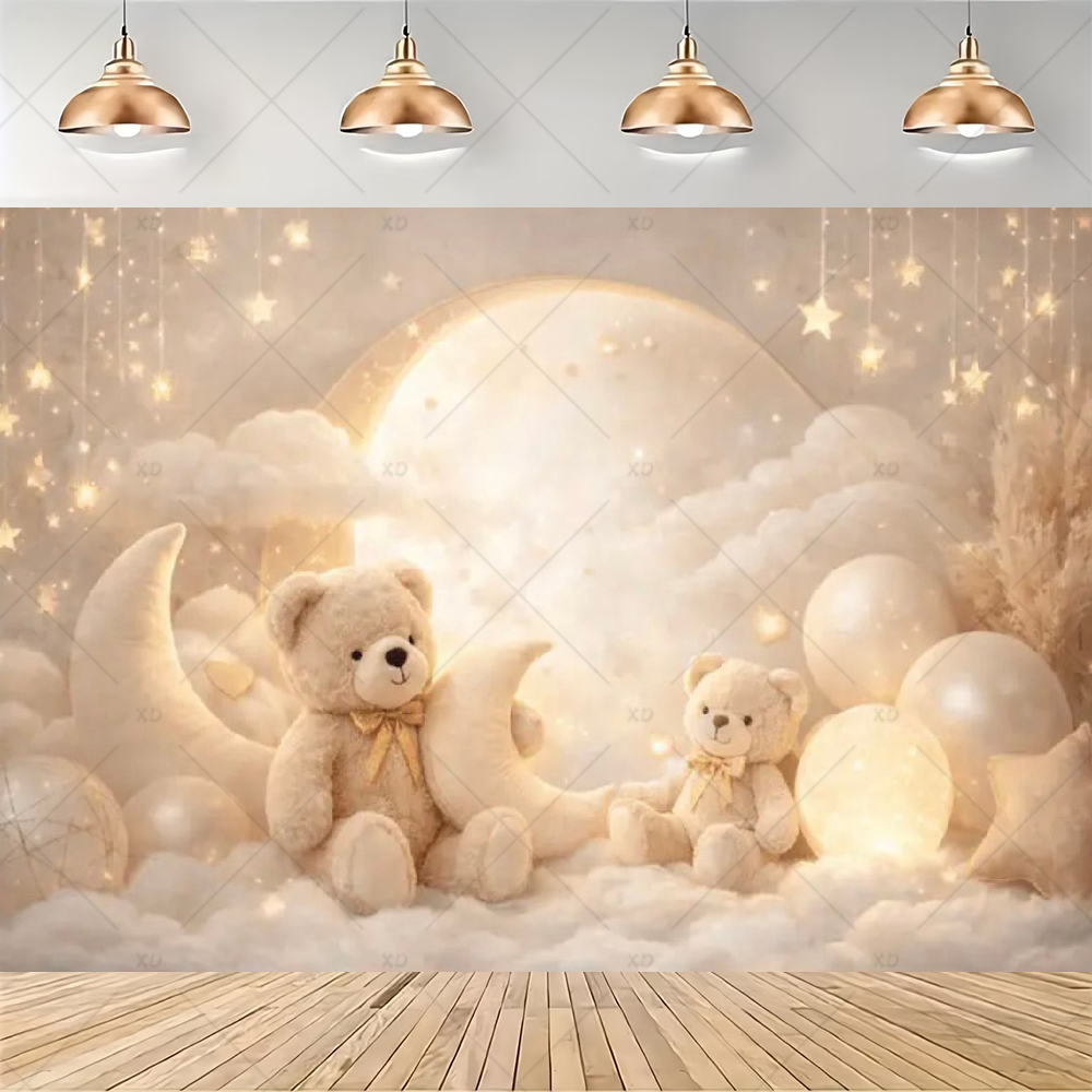 テディベア熱気球背景バナー新生児1歳の誕生日パーティー装飾背 - Baby Nursery Hot Air Balloon のレビューと価格