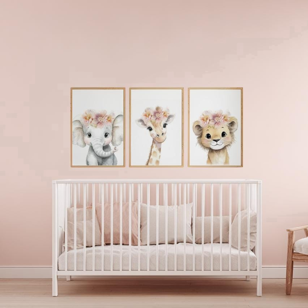 ベビーガール保育園用ウォールアートセット サファリアニマル  - Baby Nursery Kit のレビューと価格