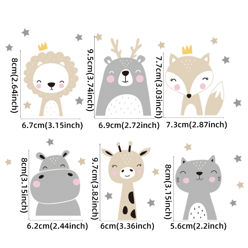6 ピース/セット自由奔放に生きるカラーかわいい笑顔漫画動物 - Baby Nursery Kit のレビューと価格