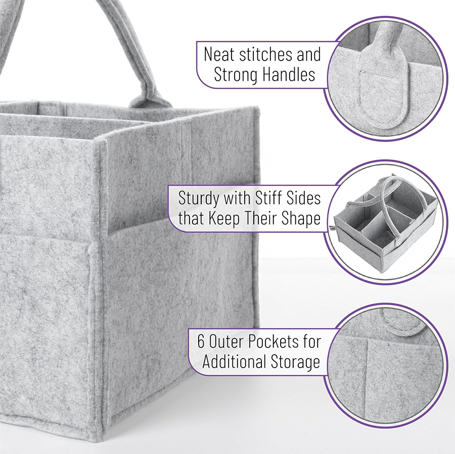 ベビーフェルト収納バスケット、幼児用おむつバッグ、ハンドル付 - Baby Nursery Organiser のレビューと価格