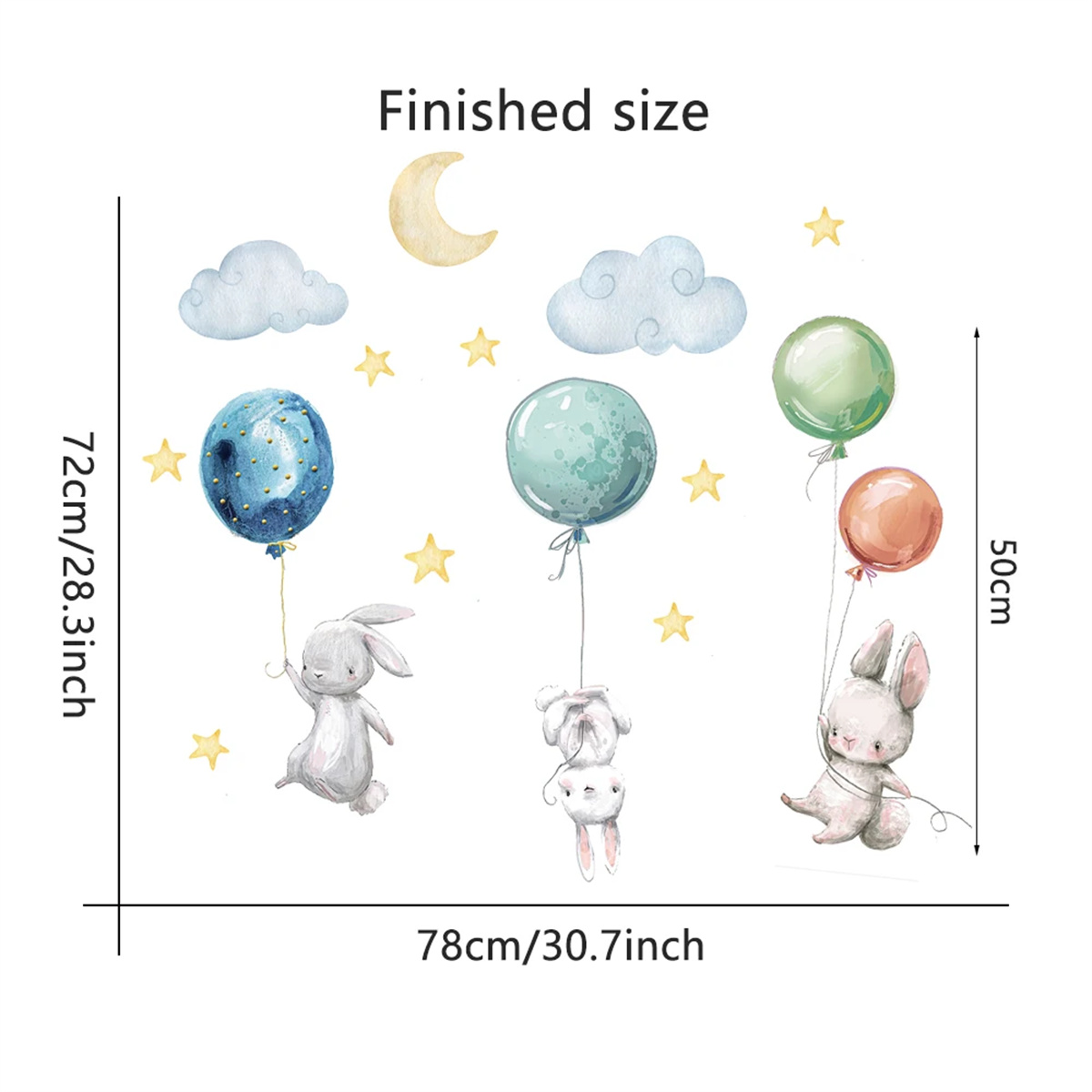 漫画熱気球動物クマウサギウォールステッカー子供部屋男の子部屋 - Baby Nursery Hot Air Balloon のレビューと価格
