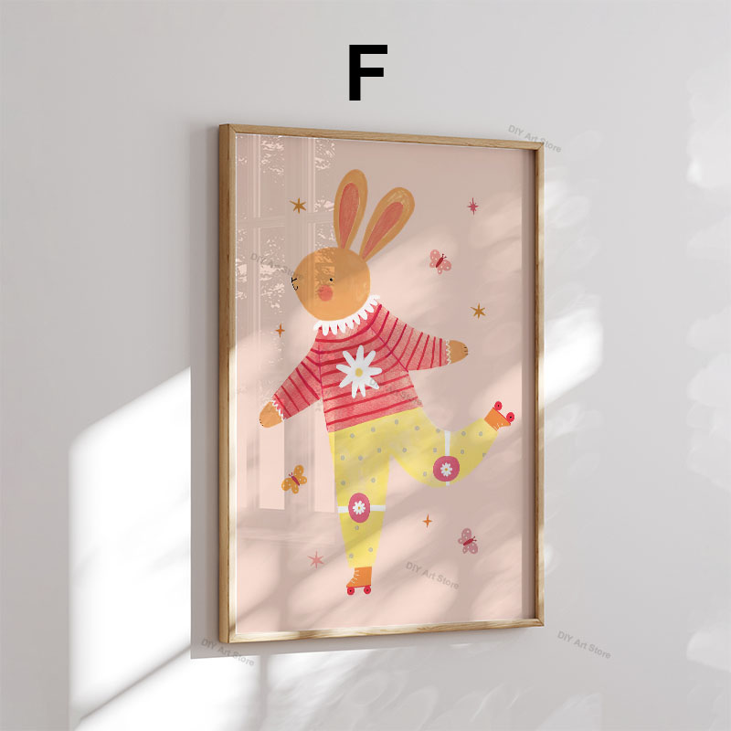 面白い漫画の動物の保育園用ウォールアートキャンバス絵画、クマ - Baby Nursery Kids のレビューと価格