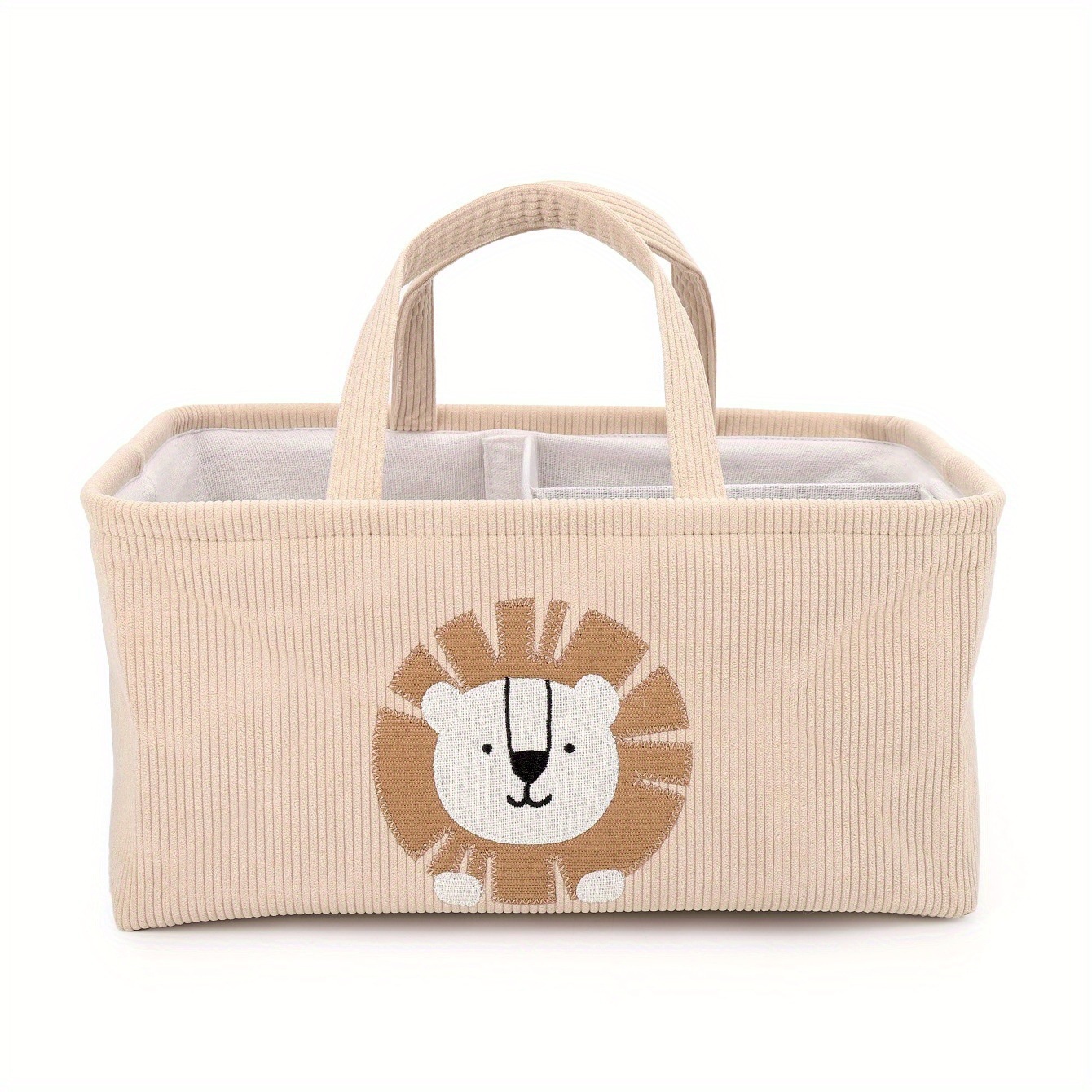 かわいいライオン柄の折りたたみ式おむつ収納バスケット、取っ手 - Baby Nursery Organiser のレビューと価格