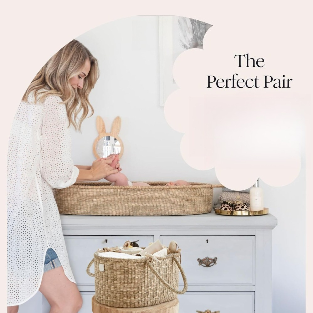 プレミアムおむつ収納オーガナイザー、シーグラスバスケット、コ - Baby Nursery Organiser のレビューと価格