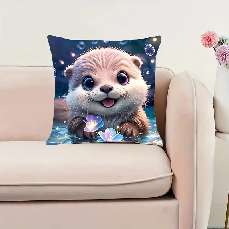 かわいいカワウソの赤ちゃん動物柄クッションカバー、水彩画の海 - Baby Nursery Ocean Theme のレビューと価格