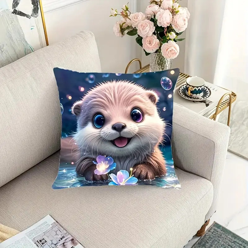 かわいいカワウソの赤ちゃん動物柄クッションカバー、水彩画の海 - Baby Nursery Ocean Theme のレビューと価格
