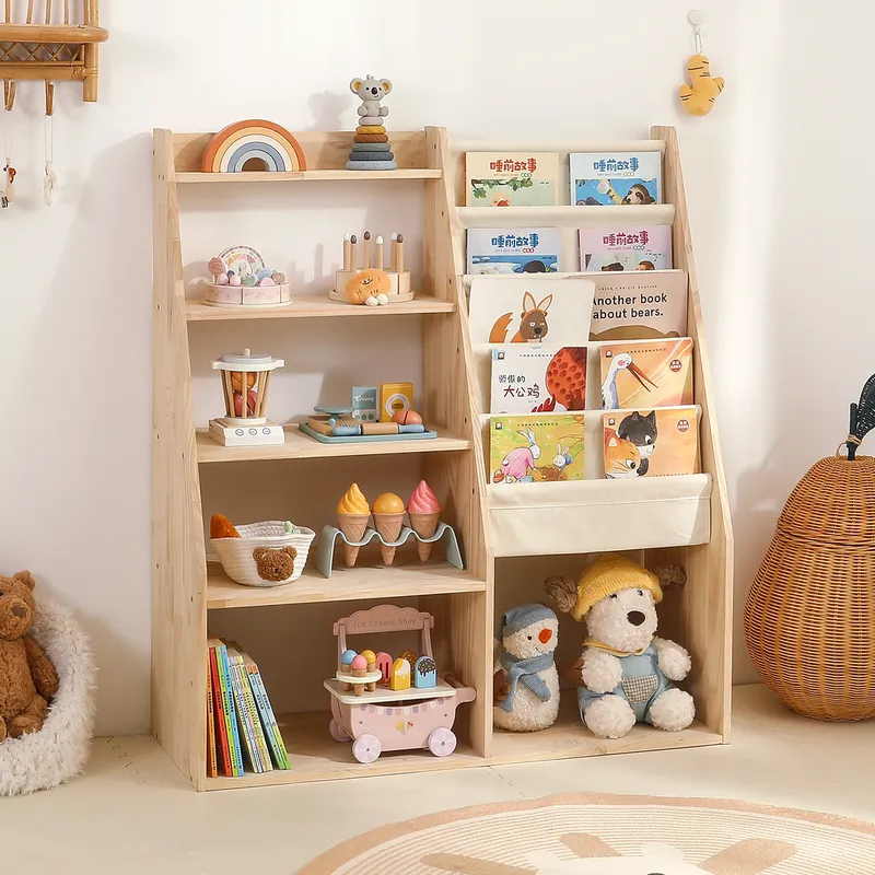 子供用2-in-1おもちゃ収納ラックと本棚、保育園・ベビー向 - Baby Nursery Unit のレビューと価格