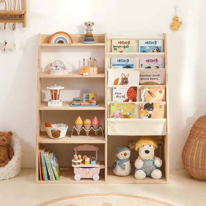 子供用2-in-1おもちゃ収納ラックと本棚、保育園・ベビー向 - Baby Nursery Unit のレビューと価格