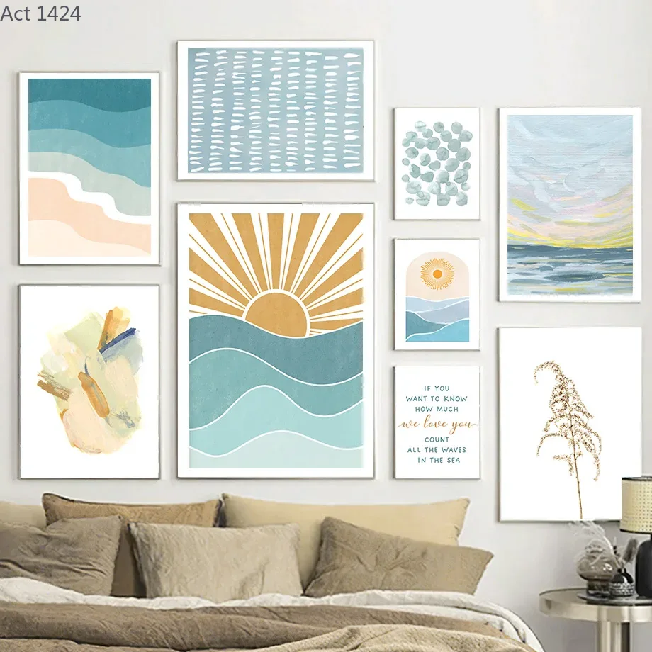 日の出日没ビーチ海の引用句ウォールアートキャンバス絵画保育園 - Baby Nursery Ocean のレビューと価格