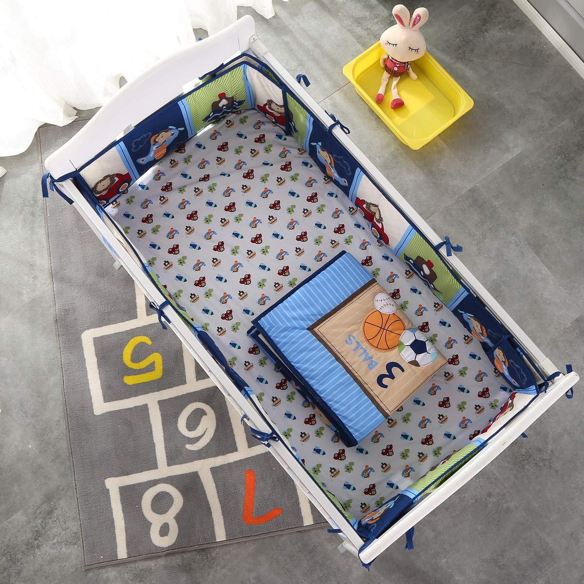 通気性のあるベビーベッド寝具セット,幼児用寝具,保育園,4つ - Baby Nursery Bedding のレビューと価格
