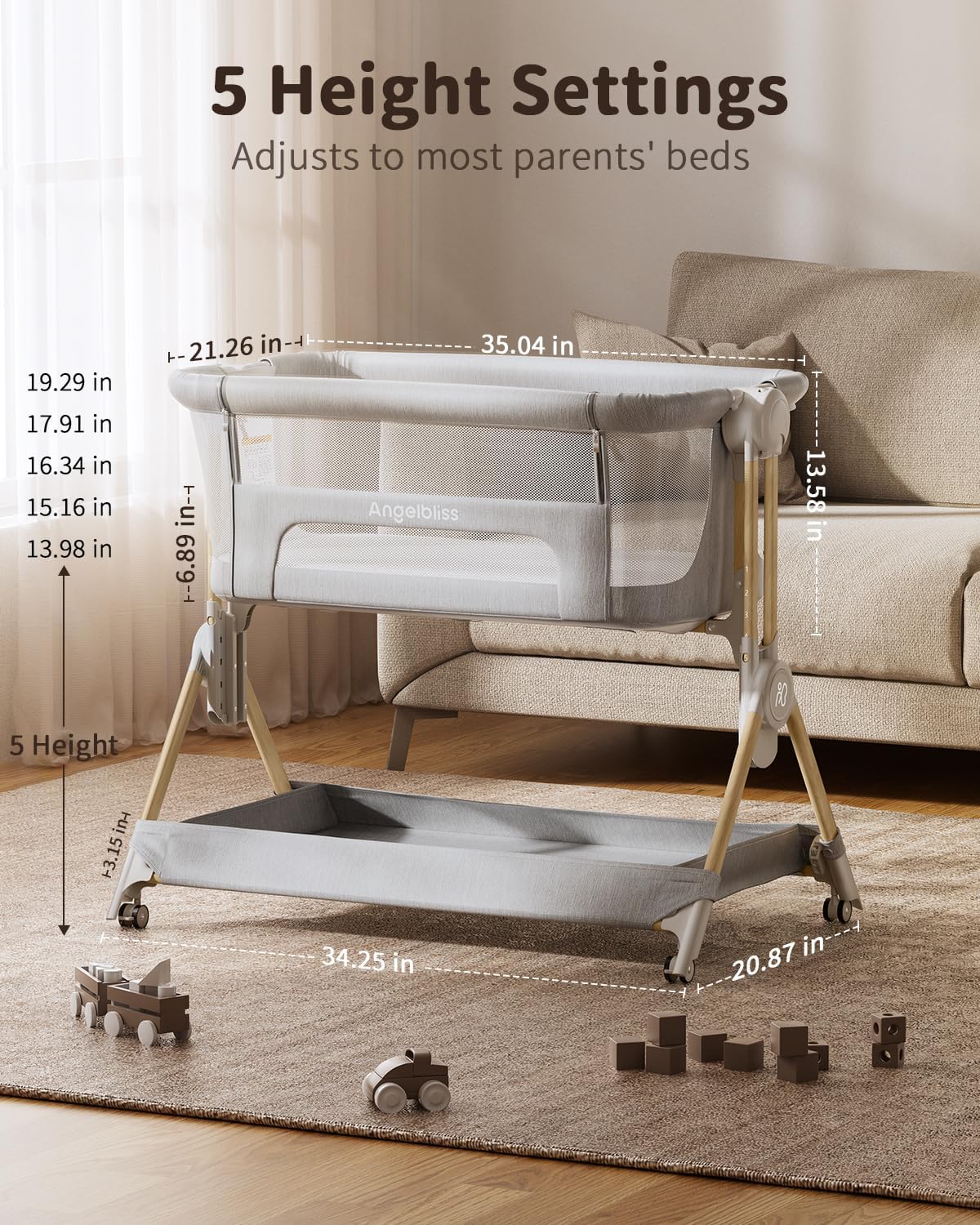 3 in 1 ベッドサイドベビーベッド ワンクリック折りたた - Bassinet Bedside Sleeper のレビューと価格